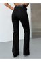 Women's High Waist Front Stitched Flared Jeans with Cover Pocket Detail - 2