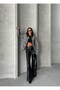 Leopard Patterned Oversized Denim Coat with Leather Collar
