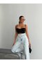 Women's High Waist Asymmetrical Stitched Wide Leg Jean Trousers - 3