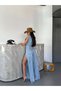 Denim Jumpsuit with Slit Detail, Wide Legs, Stylish Women's Jean Jumpsuit - 2