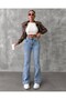 Women's Light Blue High Waist Spanish Flare Jeans - Fit Cut Flare Denim