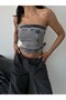 Women's Belted Jean Bustier - Denim Corset Top with Back Zipper - 4