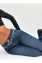 Women's Waist Detailed Leopard Belted Wide Leg Jean Denim Trousers - 3