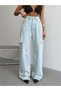 High Waist Women's Jean Pants Wide-Leg 100% Cotton