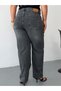 Women's Plus Size High Waist Slouchy Mom Jean Relaxed Fit Straight Belted Denim Pants - 2