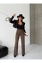 High Waist Wide Leg Tasseled Cotton Jean Trousers - 5