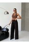 Women's high-waisted wide leg pants - 100% cotton - 4