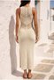 Women's Halter Neck Knitwear Dress Openwork Side Slit Maxi Length Summer Dress - 2
