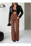 High Waist Wide Leg Tasseled Cotton Jean Trousers - 2