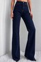 Women's Dark Navy Blue High Waist Wide Leg Jean Trousers - 7