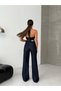 Dark Denim Wide Leg High Waist Pants - 7