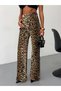 Leopard Patterned High Waist Palazzo Pants - 3