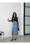 High Waist Slit Denim Skirt - 4