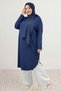 38110 Plus Size Low Sleeve Combed Cotton Tunic-Navy Blue - 2