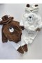 Bear Ear Hooded Plush Sweatshirt and Velvet Pants Baby Set - 4