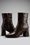Beraci Women's Black Leather Plain Pointed Toe Ankle Heeled Boots - 5