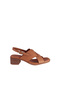 Women's Heeled Sandals Genuine Leather Tan Cross-Strapped