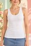 Women's White U-Neck Thick Strap Cotton Basic Undershirt Single - 2