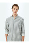 Striped Long Sleeve Button Lapel Slim Fit Shirt - 2