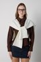 Women's Ecru Square Collar Scarf Shoulder Knitwear 32040 - 5