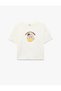 Cat Printed Ecru Girls' T-Shirt 6Skg10586Ak - 3