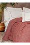 طقم مفرش سرير مزدوج من Embrova Chenille/طقم بيكيه باللون الأحمر الداكن - 2