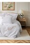 3D Embroidered Satin Double Duvet Cover Set Floret White