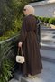 Voile Button Detailed Pleated Dress 5007 - A. Brown - 4