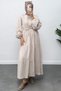 Waist Drawstring Lace-Up Dress 0081 - Ecru - 2