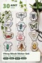 Stained Glass Patterned Colorful Insect Sticker Set 30 Pieces - Aesthetic Natural Laptop Notebook Agenda Case