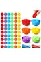 68pcs set Children Counting and Sorting Toys Set Pom poms Rainbow Colors Plastic Bowls Tweezers Fine - 3