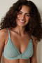 Mint Pleated Chiffon Underwire Triangle Bra - 2