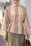 Striped Asymmetrical Blouse Y0166 - Khaki - 2