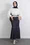 Contrast Stitching Pieces of Denim Skirts Y0115 - Dark Blue - 3