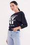 New York City Printed Boat Neck Bat Sleeve Blouse - 2