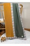 Double Sided 4 Layer Muslin Baby Blanket 100% Cotton Khaki Caramel Piping Detailed 110X110Cm