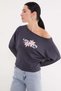 Lily Printed Boat Neck Bat Sleeve Modal Blouse - 3