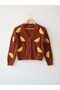 Girl's Lemon Embroidered Motif Knitwear Cardigan and Hair Clip - 5