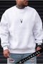 Men's White Geyik Thick Soft 3 Threaded Inner Yarn 0 Zero Neckline Oversize Loose Sweatshirt