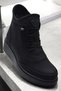 211 Emerald Orthopedic Sole Elastic Lace-Up Zippered Fur-Lined Women's Black Boots