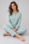 Women's Patterned Flexible Modal Long Sleeve Pajama Set Mint