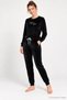 Women's Lycra Long Sleeve Velvet Pajama Set Black - 4