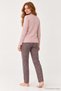 Women's Patterned Long Sleeve Pajama Set Powder 100% Cotton - 4