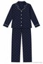 Women's Patterned Buttoned Long Sleeve Pajama Set Navy Blue 100% Cotton - 6