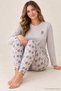 Women's Lycra Thermal Long Sleeve Pajama Set Ecru