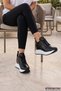Aurelia Black White Patent Leather Croco Patterned Lace up Hidden Padding Casual Shoes