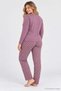 Women's Patterned Large Size Long Sleeve Pajama Set Pink 100% Cotton - 4