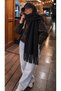 Black Thick Tassel Shawl – Soft and Wide Structure, Ideal for Cold Weather Sal1257 - 3