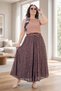 Thin Belt Detail, Flock Print Pattern, Elastic Waist, Lined, Plus Size Tulle Skirt - 4