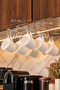 Shiny Silver 10-Hook Cup Hanger under Shelf Mug Cup Organizer Stainless Metal